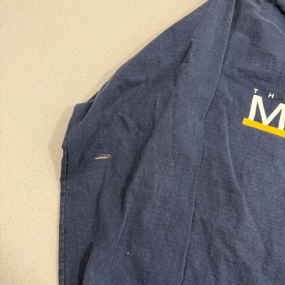Vintage University of Michigan Wolverines Long Sleeve Shirt Men's Large Blue 90s - Picture 5 of 10